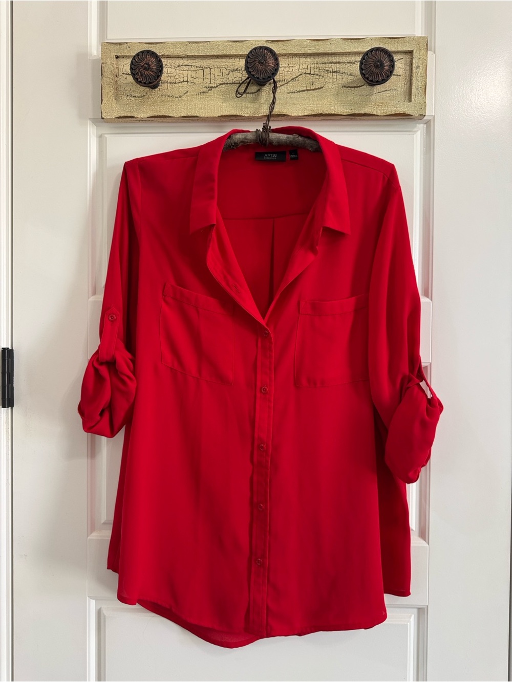 Apt. 9 Bold Red Button-Down Blouse